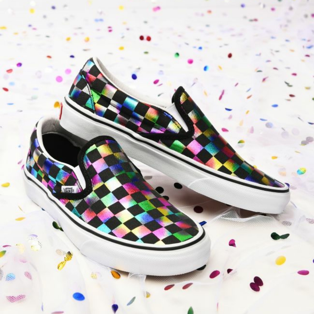 Vans Iridescent Slip-On Check Rainbow Shoes - Picture 9 of 10